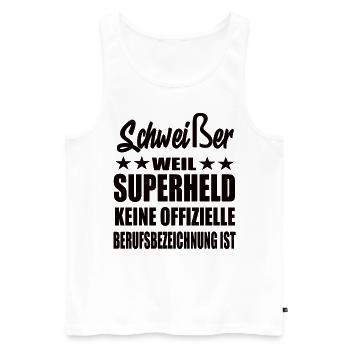 Schweißer Superheld Spruch - Männer Premium Bio Tank Top - Weiß - Vorne - Michal (187cm)