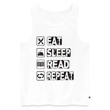 Eat Sleep Read Repeat - Männer Premium Bio Tank Top - Weiß - Vorne - Michal (187cm)