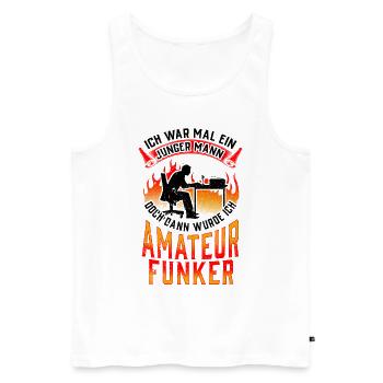 Amateurfunker war mal jung Hobbyfunker - Männer Premium Bio Tank Top - Weiß - Vorne - Michal (187cm)