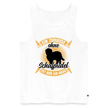 Ohne Schafpudel nur ein Haus Hütepudel - Männer Premium Bio Tank Top - Weiß - Vorne - AI Model Male 178 light (178cm)