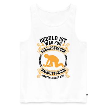 Parkettleger rasten direkt aus Fliesenleger - Männer Premium Bio Tank Top - Weiß - Vorne - AI Model Male 178 light (178cm)