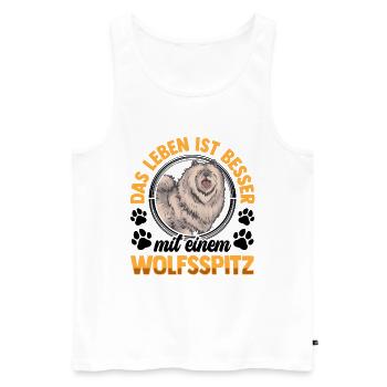 Leben mit Wolfsspitz Deutscher Keeshond - Männer Premium Bio Tank Top - Weiß - Vorne - Michal (187cm)