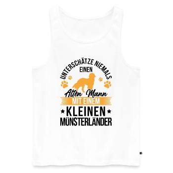 Alter Mann mit einem Kleiner Münsterländer - Männer Premium Bio Tank Top - Weiß - Vorne - AI Model Male 178 light (178cm)
