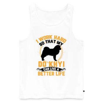 Arbeite für meinen Do Khyi Tibetdogge - Männer Premium Bio Tank Top - Weiß - Vorne - Michal (187cm)