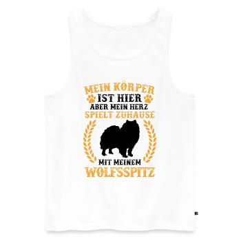 Spiele mit meinem Wolfsspitz Deutscher Keeshond - Männer Premium Bio Tank Top - Weiß - Vorne - Michal (187cm)
