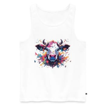 Vache Tête de vache Audacieuse Agriculture Veau - Débardeur bio Premium Homme - blanc - Devant - Michal (187cm)