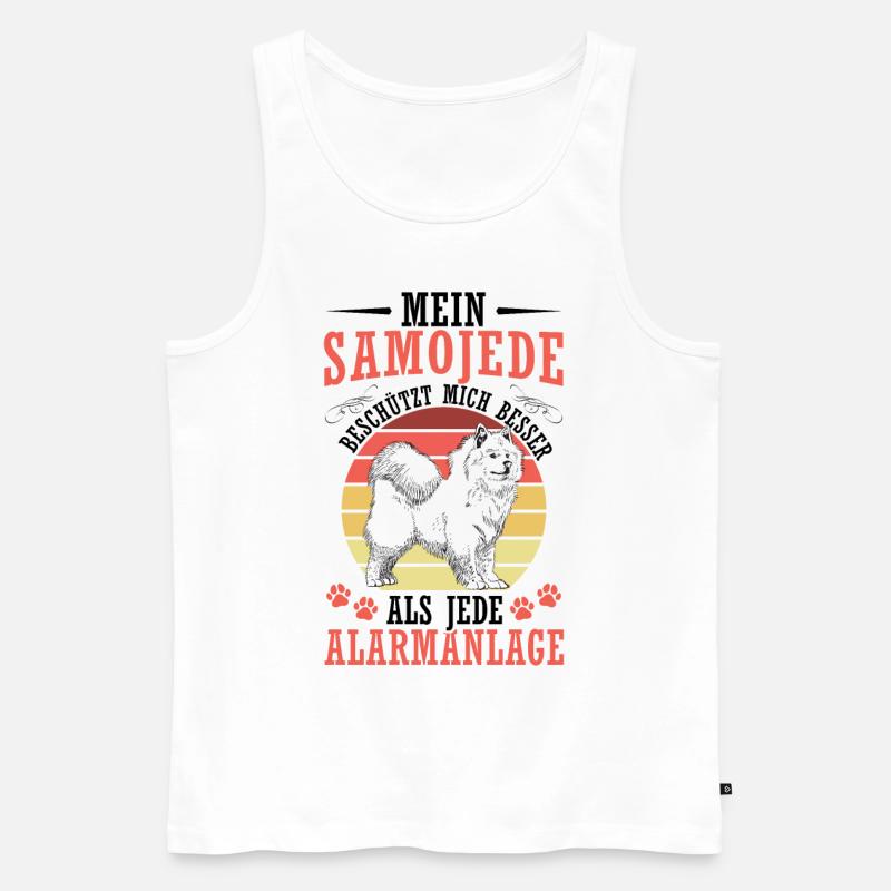 Samojede beschützt mich Samojedenspitz - Männer Premium Bio Tank Top - Weiß