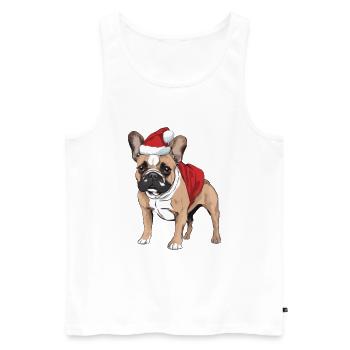 Noël bouledogue français - Débardeur bio Premium Homme - blanc - Devant - Michal (187cm)