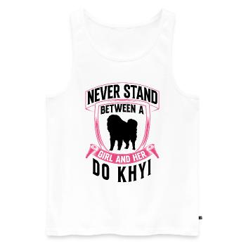 Mädchen mit Do Khyi Tibetanische Dogge - Männer Premium Bio Tank Top - Weiß - Vorne - Michal (187cm)
