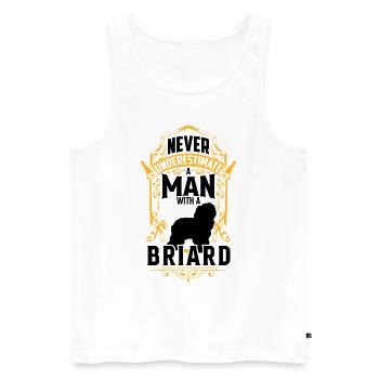 Man with Briard underestimate Berger de Brie - Men's Premium Organic Tank Top - white - Front - AI Model Male 178 light (178cm)