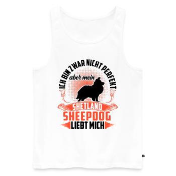 Mein Shetland Sheepdog liebt mich Sheltie - Männer Premium Bio Tank Top - Weiß - Vorne - Michal (187cm)