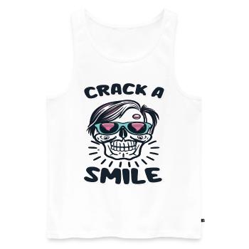Skulls Crack A Smile Totenkopf Skull - Männer Premium Bio Tank Top - Weiß - Vorne - AI Model Male 178 light (178cm)