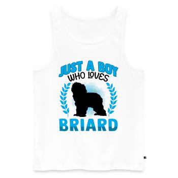 Garçon qui aime Briard Berger de Brie - Débardeur bio Premium Homme - blanc - Devant - Michal (187cm)