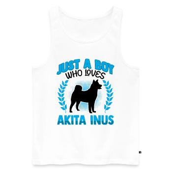 Garçon qui aime l’Akita Inu Shiba Inu - Débardeur bio Premium Homme - blanc - Devant - Michal (187cm)
