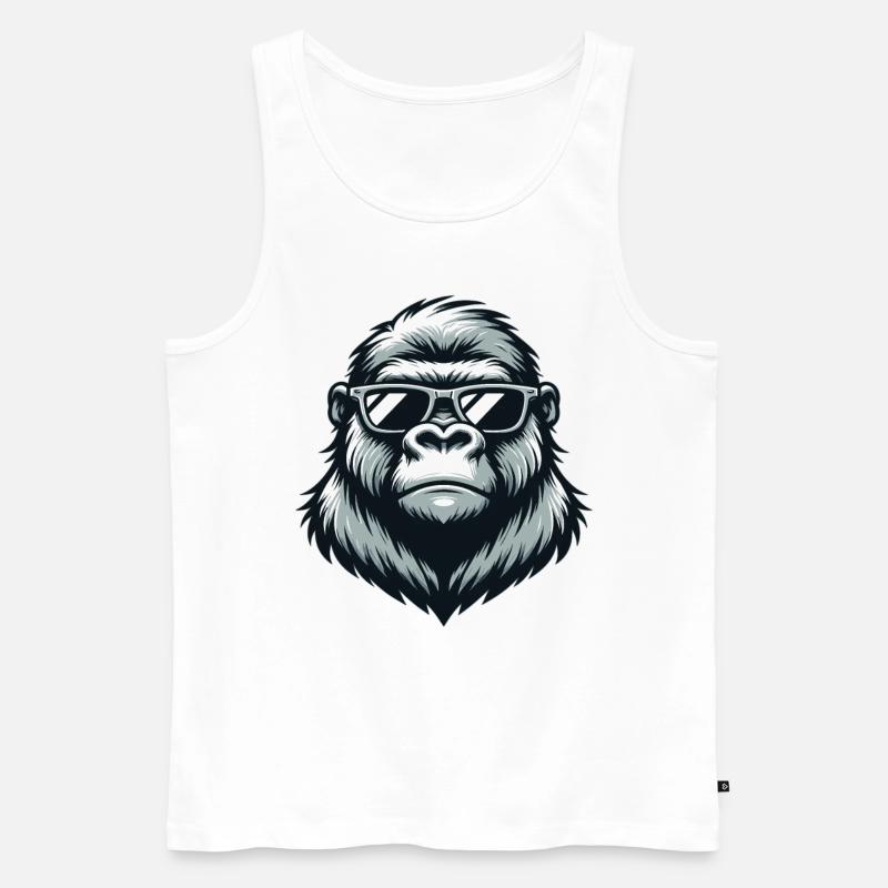 Gorilla mit Sonnenbrille - Männer Premium Bio Tank Top - Weiß