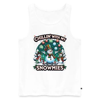 Chillin avec mes snowmies bonhomme de neige - Débardeur bio Premium Homme - blanc - Devant - Michal (187cm)