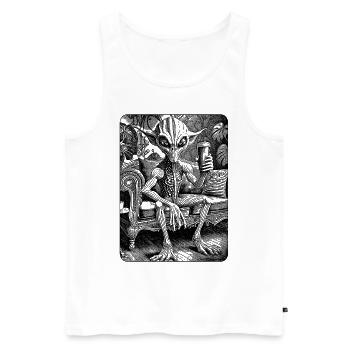T-shirt BD : Alien dans une ambiance décontractée. - Débardeur bio Premium Homme - blanc - Devant - Michal (187cm)