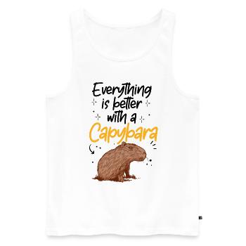 Tout est mieux avec capybara capybara - Débardeur bio Premium Homme - blanc - Devant - Michal (187cm)