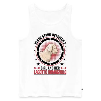 Girl and her Lagotto Romagnolo water dog - Men's Premium Organic Tank Top - white - Front - Michal (187cm)