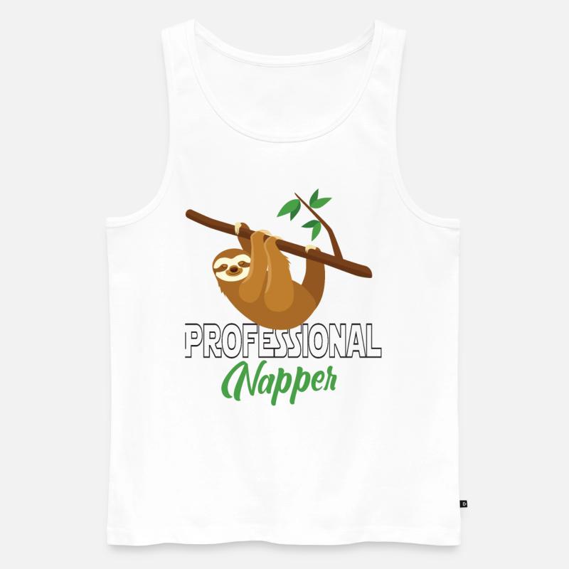 Professinonal Napper, Sloth, Sloth, Sleeping, - Men's Premium Organic Tank Top - white