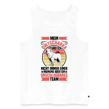 Ovcharka is unbeatable Caucasian Ovcharka - Men's Premium Organic Tank Top - white - Front - Michal (187cm)