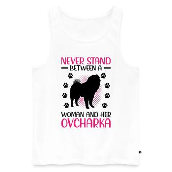 Ovcharka woman and her Caucasian Ovcharka - Men's Premium Organic Tank Top - white - Front - Michal (187cm)