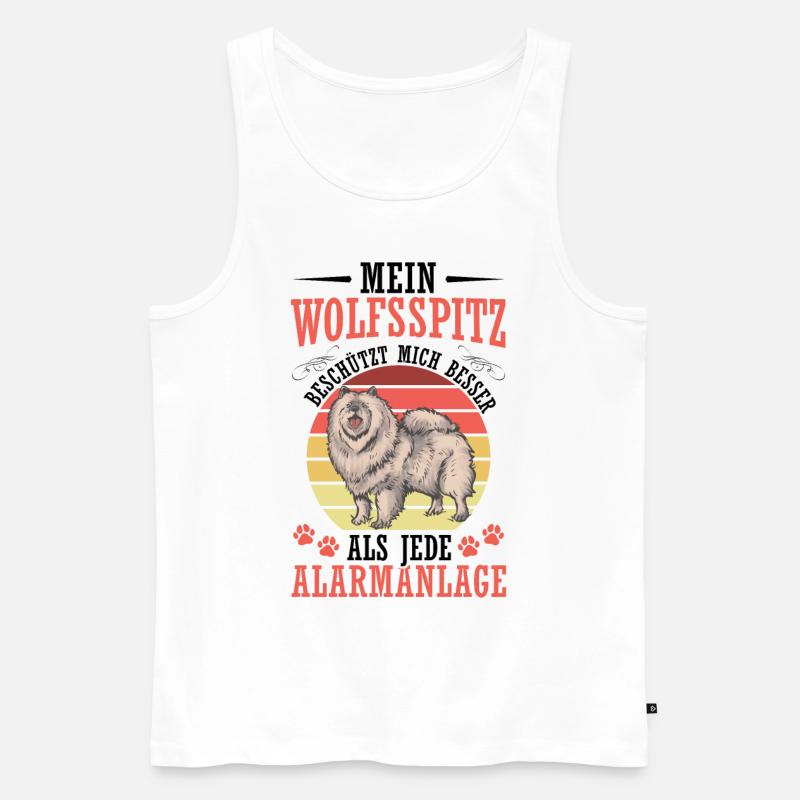 Wolfsspitz protects me German Wolfsspitz - Men's Premium Organic Tank Top - white