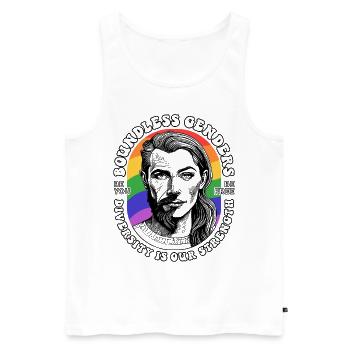 LGBTQ Shirt: Diversity is our strength - Men's Premium Organic Tank Top - white - Front - Michal (187cm)