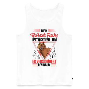 Harz fox is not lazy Old German herding dog - Men's Premium Organic Tank Top - white - Front - AI Model Male 178 light (178cm)
