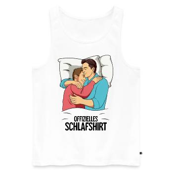 Chemise de nuit officielle pour homme gay - Débardeur bio Premium Homme - blanc - Devant - AI Model Male 178 light (178cm)