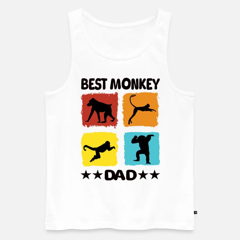 Best Monkey Dad - Männer Premium Bio Tank Top - Weiß