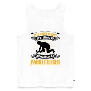 Parkettleger ist unmöglich Fliesenleger - Männer Premium Bio Tank Top - Weiß - Vorne - AI Model Male 178 light (178cm)