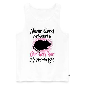 Lemming Vole Girl with Lemming - Men's Premium Organic Tank Top - white - Front - Michal (187cm)