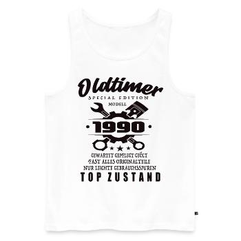 Oldtimer Special Edition Model 1990 Birthday - Men's Premium Organic Tank Top - white - Front - Michal (187cm)