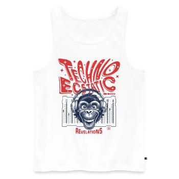 Techno Ecstatic Revelations DJ Shirt - Men's Premium Organic Tank Top - white - Front - AI Model Male 178 light (178cm)
