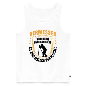 L’arpenteur est un arpenteur-géomètre flexible - Débardeur bio Premium Homme - blanc - Devant - AI Model Male 178 light (178cm)