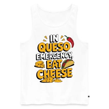 À Queso Emergency Manger du fromage Funny Food Lover - Débardeur bio Premium Homme - blanc - Devant - AI Model Male 178 light (178cm)