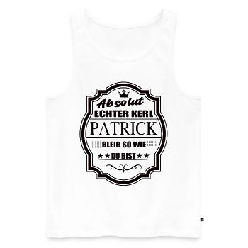Absolutely real guy Patrick, stay the way you are - Men's Premium Organic Tank Top - white - Front - AI Model Male 178 light (178cm)