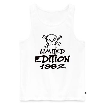 Edition Limitée 1982 Anniversaire Né 1982 - Débardeur bio Premium Homme - blanc - Devant - AI Model Male 178 light (178cm)