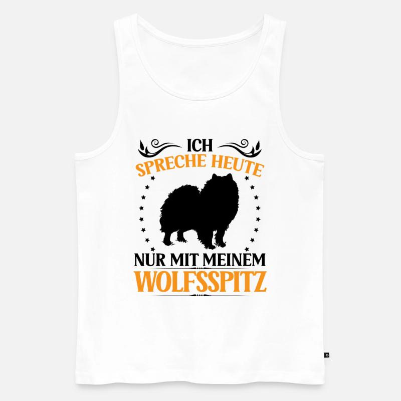 Wolfsspitz Spreche nur mit Keeshond - Männer Premium Bio Tank Top - Weiß