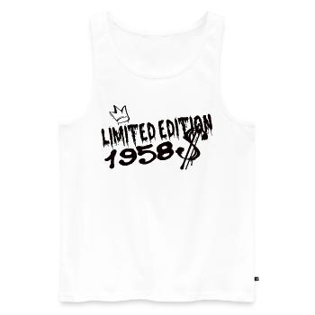 Limited Edition 1958 Geburtstag 1958 Geboren - Männer Premium Bio Tank Top - Weiß - Vorne - Michal (187cm)