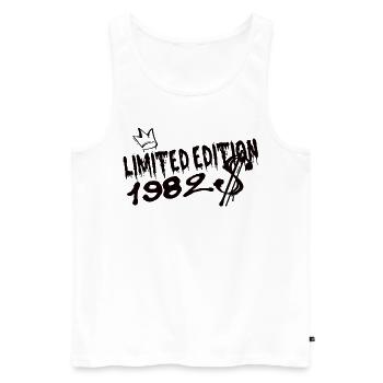Edition Limitée 1982 Anniversaire Né 1982 - Débardeur bio Premium Homme - blanc - Devant - AI Model Male 178 light (178cm)