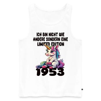 Limited Edition 1953 Geburtstag 1953 Geboren - Männer Premium Bio Tank Top - Weiß - Vorne - Michal (187cm)