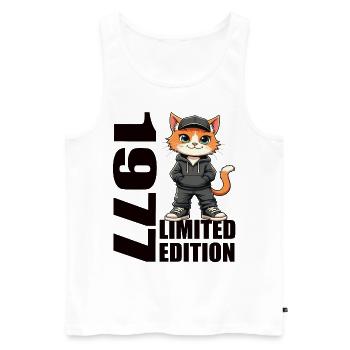Limited Edition 1977 Geburtstag 1977 Geboren - Männer Premium Bio Tank Top - Weiß - Vorne - Michal (187cm)