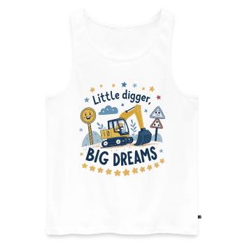 Little Digger Big Dreams – Süßes Bagger Design - Männer Premium Bio Tank Top - Weiß - Vorne - Michal (187cm)