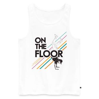 Sur le sol - Conception Breakdance Cool - Débardeur bio Premium Homme - blanc - Devant - Michal (187cm)