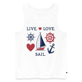 Voile d’amour en direct – Motif de voile maritime - Débardeur bio Premium Homme - blanc - Devant - Michal (187cm)