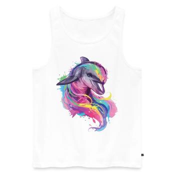 Dolphin Dolphin Ocean Sea Beach Nature Colorful Art - Men's Premium Organic Tank Top - white - Front - AI Model Male 178 light (178cm)