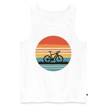 Retro Fahrrad Design Minimalistisches Bike Outfit - Männer Premium Bio Tank Top - Weiß - Vorne - Michal (187cm)