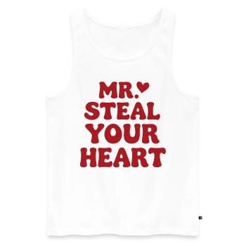 Mr Steal Your Heart Romantique Saint-Valentin - Débardeur bio Premium Homme - blanc - Devant - Michal (187cm)